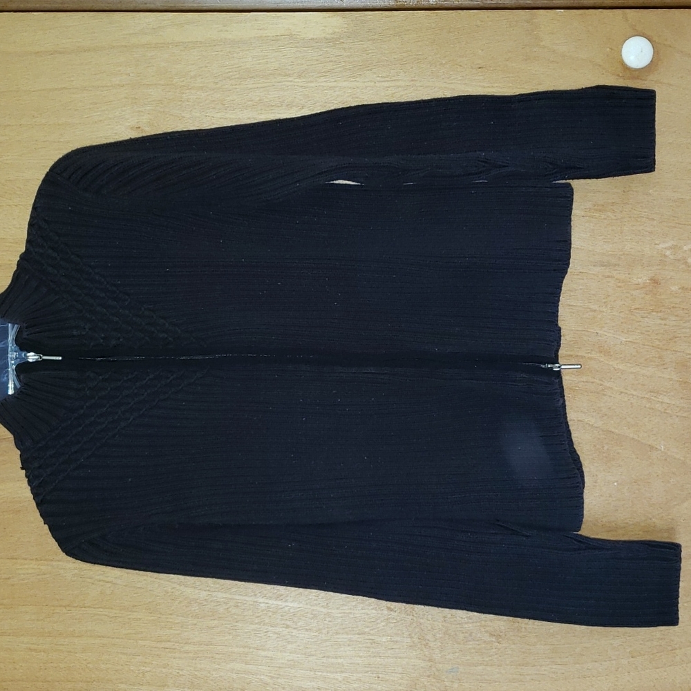 Black Knit Zippered Sweater